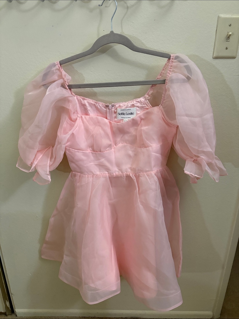 Selfie Leslie Soft Pink Satin Dress